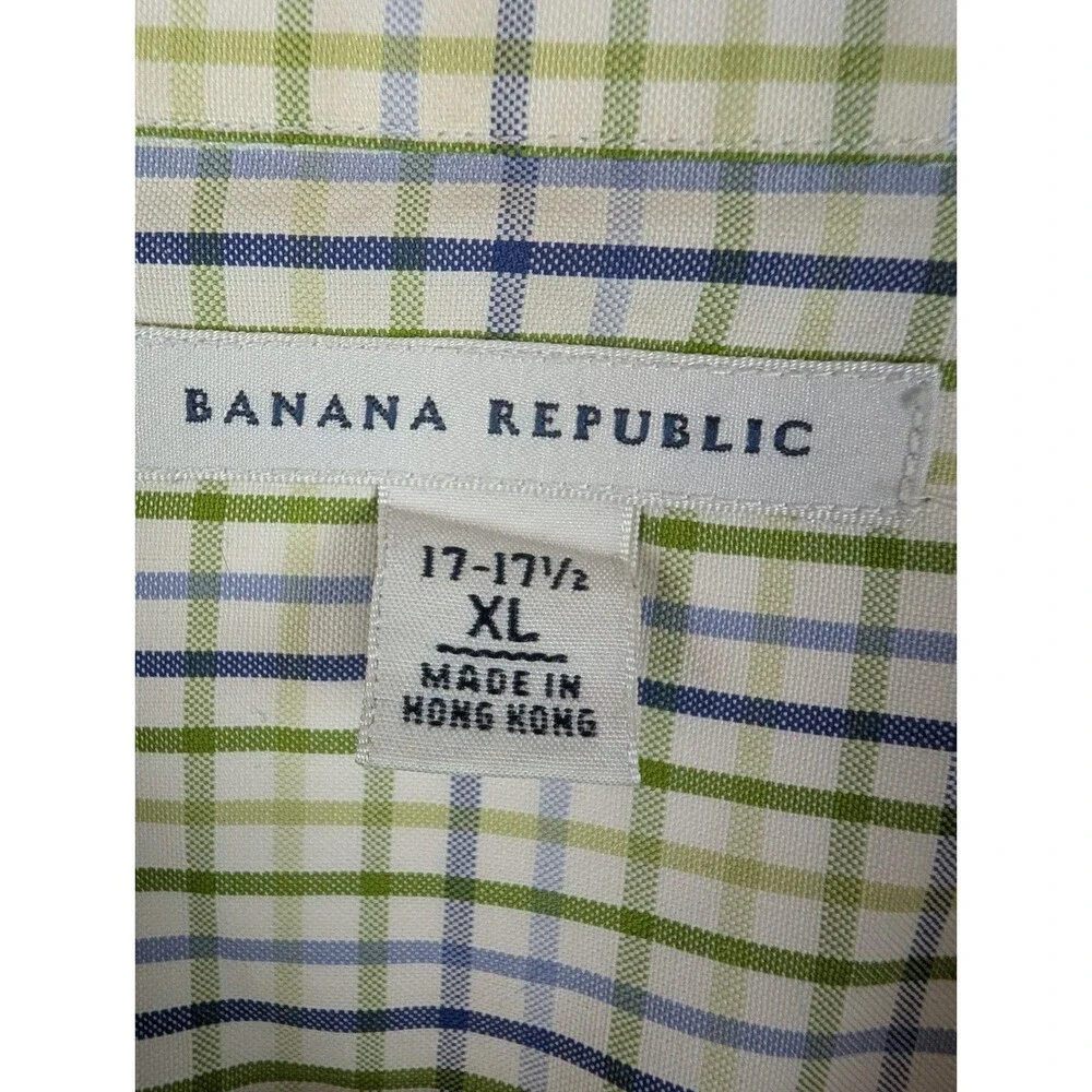 Banana Republic Button Up Blue‎ Yellow Check Long Sleeve Shirt XL